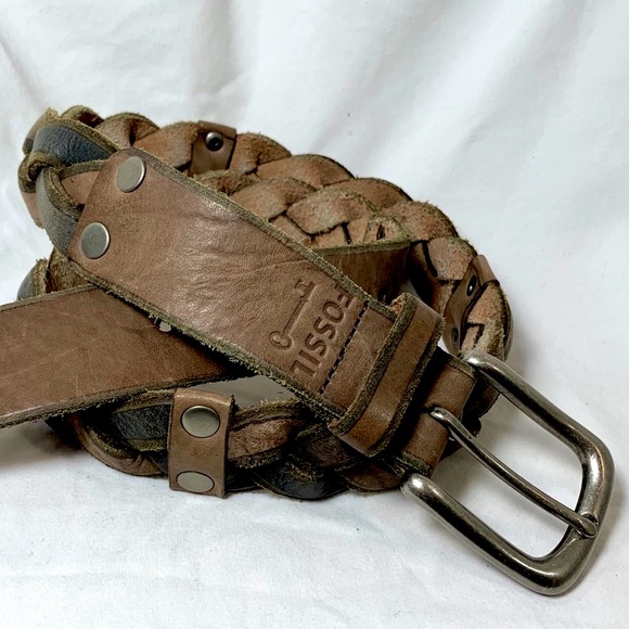 Fossil Braided Leather Belt - Size Medium - Picture 1 of 9